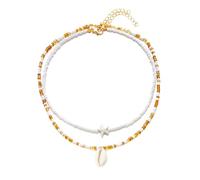 ZYKEJJDDAK Juego de 2 collares hechos a mano de doble capa con diseño de estrellas de mar, ideales para amantes de la naturaleza y festivales de música, 9cm x 6cm x 1cm, Mi Zhu, No es una piedra