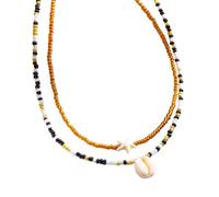 ZYKEJJDDAK Juego de 2 collares hechos a mano de doble capa con diseño de estrellas de mar, ideales para amantes de la naturaleza y festivales de música, 11cm x 7cm x 1cm, Mi Zhu, No es una piedra