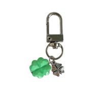 ZYKEJJDDAK Korean Styles - Llavero para teléfono con dije de la suerte, aleación ligera, adorno de cuatro tréboles verdes, cadena de resina resistente, correa para teléfono, verde, Keychain