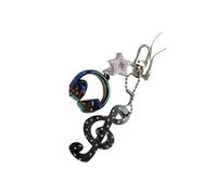 ZYKEJJDDAK Llavero con temática de música artística que combina lunares retro, patrón de estrellas, práctico para llevar a diario, accesorio de llavero de moda, Negro, Talla única