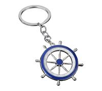 ZYKEJJDDAK Llavero multifuncional para llaves y bolsas que muestra el tema de anclas marinas en acabado azul y blanco Kiriste decorativo, azul, Silver