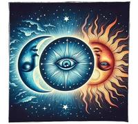 ZYKEJJDDAK Mantel de tela cuadrada con diseño de sol y flores para altares, tarjetas de adivinaciones, mesa de brujería, cubierta, adivinaciones, tarjetas, decoración de pared