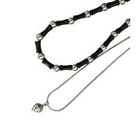 ZYKEJJDDAK Paquete de 2 collares con colgante de hebilla de paz de estilo vintage con cuentas de piedra natural para mujeres a la moda, 375 445, Perlas, aleación, No es una piedra preciosa