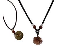 ZYKEJJDDAK Paquete de 2 elegantes collares tejidos con rosas y colgantes de hebilla de paz para mujeres que buscan algo único