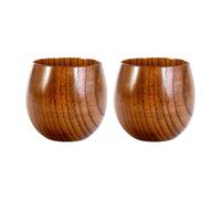 ZYKEJJDDAK Paquete de 2 vasos artísticos de madera de base plana producidos para la estabilidad y el disfrute de bebidas multiusos, mejora el disfrute de bebidas de inspiración japonesa, decoración
