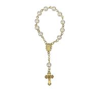 ZYKEJJDDAK Rosario de cuentas de bautizo, rosarios de dedo de acrílico, recuerdo de primera comunión, regalo de fiesta de bautizo, perlas de imitación católicas, bautizo, comunión, boda, recuerdo de