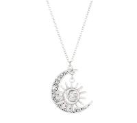 ZYKEJJDDAK Trend Hollow Moon Earth Crossed Butterfly Collarbone Chain Temperament Silver Simple Sun Retro Metal