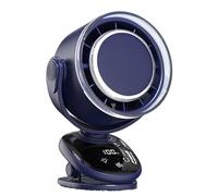 ZYKEJJDDAK Ventilador de clip recargable con pantalla digital de refrigeración de 360 grados, escritorio de pared colgante de 180 grados para refrigeración interior y exterior, multifuncional con