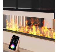 ZyKnaurral Chimenea De Vapor De Agua 3D con 7 Colores De Llama Ajustables Y 5 Niveles De Brillo, Acero Inoxidable Cepillado, Control TáCtil, para Oficina, Hogar Y Hotel. multicolorApp-1000mm