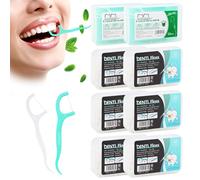 ZYKORT 400 Piezas Hilo Dental con Mango, Seda Dental Desechable en Caja Portátil, 100 Dental Floss Olor a Menta y 300 Dental Floss Comunes para Limpieza de Dientes, Eliminar Residuos de Alimentos