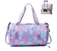 Zykra Bolsa Deporte Niña Unicornio 25L, Small Gym Bag for Girls Kids 41x26x25 cm, Bolsa Gimnasia Ritmica Niña para Viajes, Fitness, Bolsa Deporte con Compartimento Zapatos y Bolsillo Húmedo, Morado
