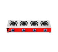 Zykuosus Estufa de gas de 4 quemadores con protección contra llamas, quemador wok de alta potencia de 2,8 kW, parte superior de acero inoxidable para cocinar de forma segura y eficiente en la cocina