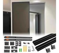 Zykuosus Kit de herrajes ocultos para puerta corrediza de granero con cierre suave, sistema fantasma invisible sin rieles para una instalación perfecta