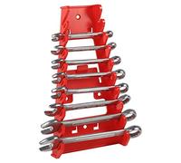 ZYLARUM 9 Slot Wrench Organizer | Red Plastic Tool Holder for Standard Wrenches | Wall Mount/Pegboard/Tool Cart Storage | Sturdy Wrench Rack with Locking Slots