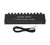 ZYLARUM Amplificador de Auriculares de 10 Canales |Distribuidor estéreo 1 Entrada 10 Salidas con Control de Volumen Individual |Portátil para Estudio/Aula/Banda