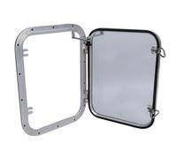 ZYLARUM Heavy Duty Marine Boat Opening | Watertight Square Opening with Rounded Corners | Adjustable Sliding Design for Yachts/Ships/Cabins | Stainless Steel Frame & Tempered Glass