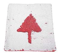 ZYLARUM Sequins Pillow Cover with Zipper | Two - Tone Suede Fabric for Sofa/Bed/Car | Decorative Cushion Case 40x38cm, Easy Maintain & Sturdy (Big Red + White)