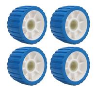 ZYLARUM Trailer Wobble Rollers Set of Four | High Temp Tolerant Polyurethane Ribbed Rollers for Boat Loading/Marine Trailers | 125x73x30mm Replacement Rollers (Azul)