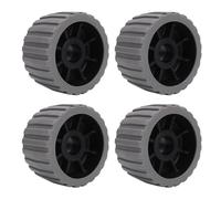 ZYLARUM Trailer Wobble Rollers Set of Four | High Temp Tolerant Polyurethane Ribbed Rollers for Boat Loading/Marine Trailers | 125x73x30mm Replacement Rollers (Gris)