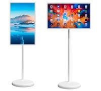 ZYLDDS Monitor táctil portátil de 24 Pulgadas, Tableta Inteligente portátil con cámara, TV portátil con Ruedas con Pantalla táctil giratoria, batería integrada y rotación Completa 4+64G