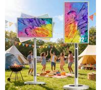 ZYLDDS Televisor portátil Inteligente FHD de 32 Pulgadas, 8 GB + 128 GB, Android 13, Tableta con Ruedas, batería integrada de 15 000 mAh, rotación Completa, cámara Web de 13 MP White