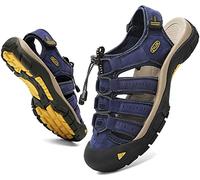 ZYLDK Sandalias de Senderismo para Hombres Verano Exterior Deportivas Zapatos Trekking Casual Zapatos de Montaña Cuero Sandalias de Playa Antideslizante Verano,Azul,41