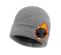 Zylioo Gorro de invierno de gran tamaño, tamaño XXL, de punto acanalado con puños, para clima frío, cálido gorro de reloj de calavera, Forro polar gris, ajuste relajado, Large/X-Large