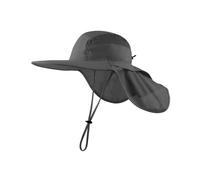 Zylioo L/XL XXL/3XL Sombrero de sol para hombre para cabeza grande, protección solar, protección UV, sombrero de senderismo, sombrero de safari boonie, Protector de cuello gris, L-XL