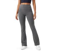 Zylioo - Leggings de algodón de cintura alta y largos con diseño acampanado para mujer, pantalones de yoga de cintura alta extra largos con bolsillos laterales, ajuste largo, gris