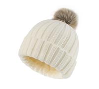Zylioo S/M/L/XL/XXL gorro de invierno de forro polar gorro de punto para cabeza grande y pequeña, gorro cálido de invierno, gorra de reloj de calavera, Forro polar+pompón-blanco, S-M