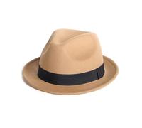 Zylioo XS/S/M/L/XL/XXL Trilby Fedora Sombrero para cabeza grande y pequeña, sombrero de bogster de invierno sombrero de mafia de fieltro, Ala corta - Caqui-a, XL