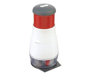 Zyliss E10402 Zick Zick 2 Picadora de Alimentos, Plástico/Acero inoxidable, Blanco/Rojo, Cortador de Verduras de Cocina Manual Sin Electricidad, Apto Para Lavavajillas