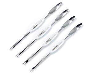 Zyliss E910042 Juego de 4 Tenedores para Marisco, 21cm, Plástico/Acero inoxidable, Blanco/Rojo, Cubiertos Especiales para Extraer Carne de Marisco, Apto Para Lavavajillas