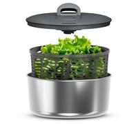 Zyliss Centrifugadora de Ensaladas Easy Spin de Acero Inoxidable de Gran, 6L, Secador de Lechuga con Cordón, Botón de Freno, Base Antideslizante, Apta Para Lavavajillas, Libre de BPA