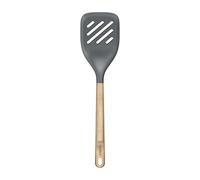 Zyliss Espátula Ranurada, Espátula de cocina con ranuras, Silicona, Mango de madera de roble, Antiadherente, Flexible, PBT Resistente al Calor, Sin BPA, Utensilios de cocina profesional, 34 cm