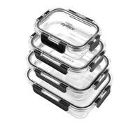 Zyliss Juego de 4 recipientes de vidrio inastillables, cajas herméticas de almacenamiento de alimentos con tapa sellable, aptas para microondas, sin BPA, aptas para congelador, almacenamiento de