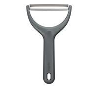 Zyliss Pelador Ancho, Acero Inoxidable, Protector de Hoja | Extra Afilado para Frutas y Verduras Grandes con Mango Cómodo de Paja de Trigo, Apto para Lavavajillas