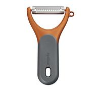 Zyliss Pelador en juliana, pelador de frutas y verduras extra afilado con popote de trigo sostenible, agarre cómodo, cubierta para seguridad, acero inoxidable, apto para lavavajillas