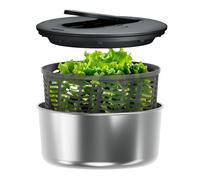 Zyliss Swift Dry - Centrifugador de ensalada de acero inoxidable grande, 6 L, base antideslizante, cuenco para servir, tecnología AquaVent, bomba con una sola mano, sistema de frenos, fácil de limpiar