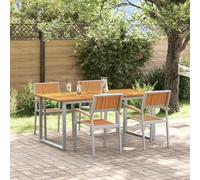 zylophax Conjunto Comedor jardín 5 Piezas Gris Madera Acacia Maciza Mesa Rectangular 180x90x75 cm con sillas Confortables para Exterior terraza Patio y Ambiente Moderno Funcional