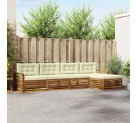 zylophax Conjunto de Muebles de Exterior de Madera de Acacia con Cojines Crema, Set Modular de 5 Piezas para jardín, terraza o Patio, diseño Resistente y cómodo para salón y Comedor al Aire Libre
