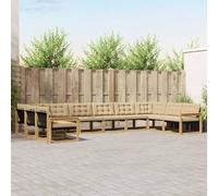 zylophax Conjunto de sofá Modular para Exterior con Cojines Beige, Madera Maciza de Acacia, 10 Piezas, diseño Moderno para jardín, terraza y Patio, Set Completo para salón y hogar