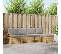 zylophax Conjunto de sofás de Exterior 5 Piezas en poliéster Blanco y Gris Claro, Modular con Cojines cómodos para jardín, terraza o Patio, diseño Moderno y Resistente para hogar y salón