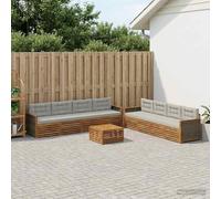 zylophax Conjunto de sofás de Exterior 9 Piezas en Madera de Acacia Natural y poliéster Gris Claro con Cojines cómodos para jardín terraza Patio y salón