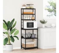 zylophax Estante de Cocina 5 Niveles 60 x 40 x 168 cm Roble Negro con Estructura de Acero, Mueble Organizador para salón, Dormitorio y Oficina, repisa Modular para almacenaje y decoración