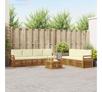 zylophax Juegos de sofás 8 pcs Madera de Acacia sólida Natural y Crema con Cojines para jardín terraza Exterior, Set Completo de mobiliario Moderno y Resistente para salón Patio