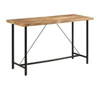zylophax Mesa Alta de Hierro con Tablero de Madera Maciza de Mango Natural 180x70x107 cm para Comedor Cocina Barra Isla Moderna rústica Industrial