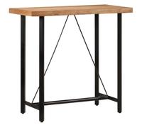 zylophax Mesa Alta de Hierro y Madera Maciza de Acacia con Estructura Estable 110x55x107 cm para Cocina Comedor Barra Isla terraza diseño rústico Industrial Vintage