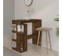 zylophax Mesa Alta de Madera de ingeniería Roble Ahumado 100x50x101,5 cm con estantes y reposapiés para Cocina Comedor Barra Isla Moderna diseño Funcional y Espacio optimizado