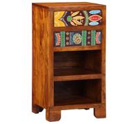 zylophax Mesa Auxiliar Decorativa de Madera de Acacia con 2 cajones, Mesa de Noche marrón 40 x 35 x 75 cm, Soporte práctico para Dormitorio, salón, Pasillo o recibidor
